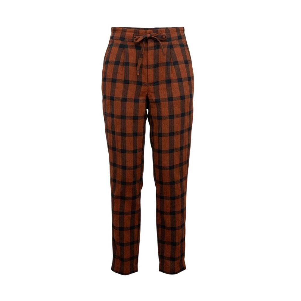 Free People Orange Black Plaid Paper Bag Pants Trousers 10 Button Fly